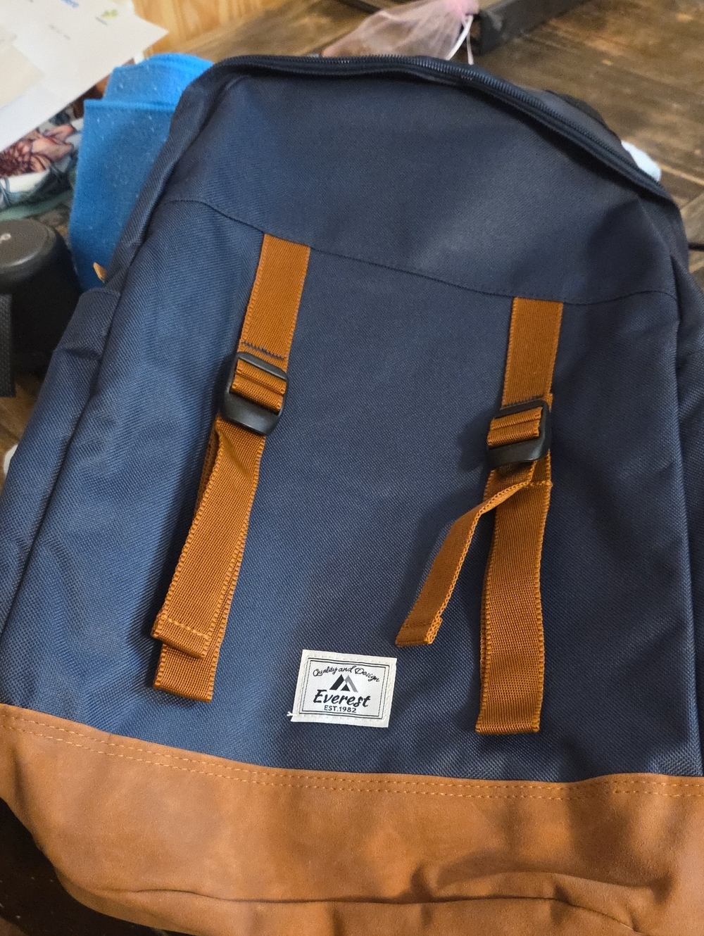 Navy and Brown Casual Men's Backpack